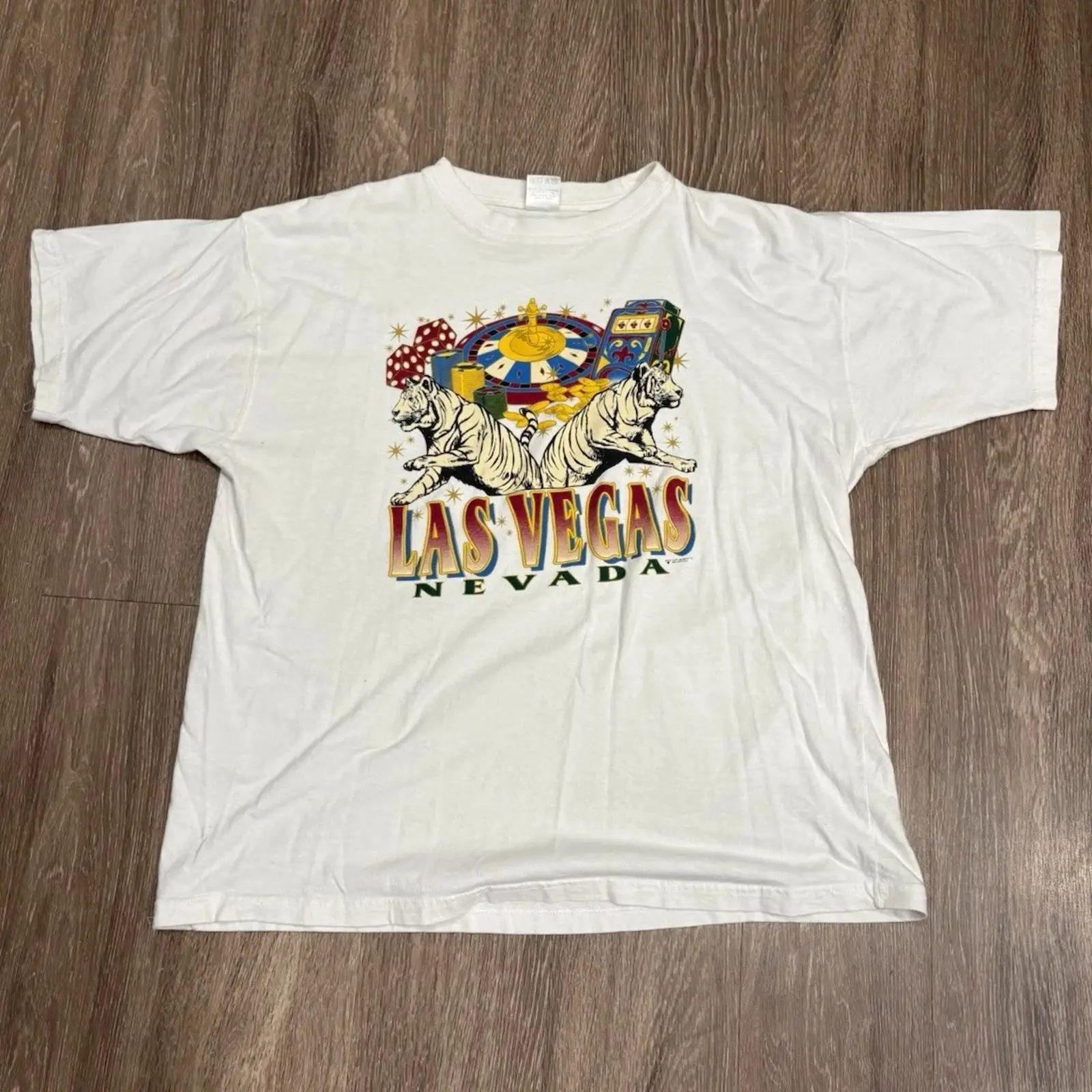 Vintage Vegas Fashion - 라스베이거스 카지노 타이거 티셔츠 남성용 L