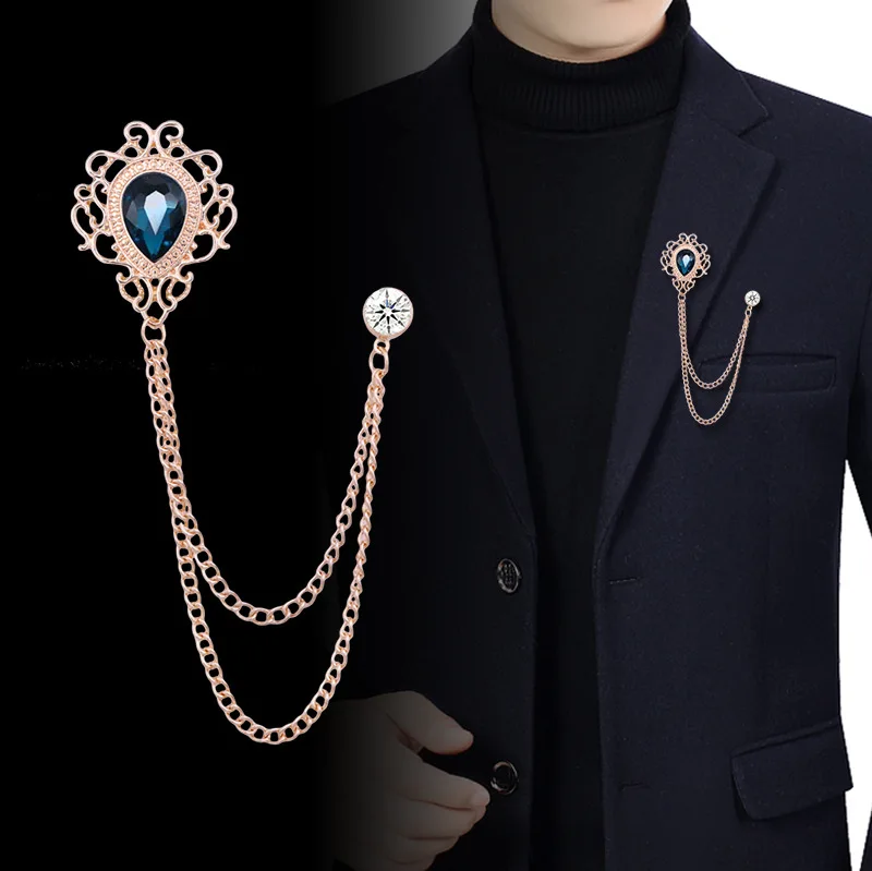 뉴 빈티지 태슬 체인 라인스톤 크리스탈 라펠 핀 - 유 - Vintage Fashion Jewelry 리뷰 및 가격