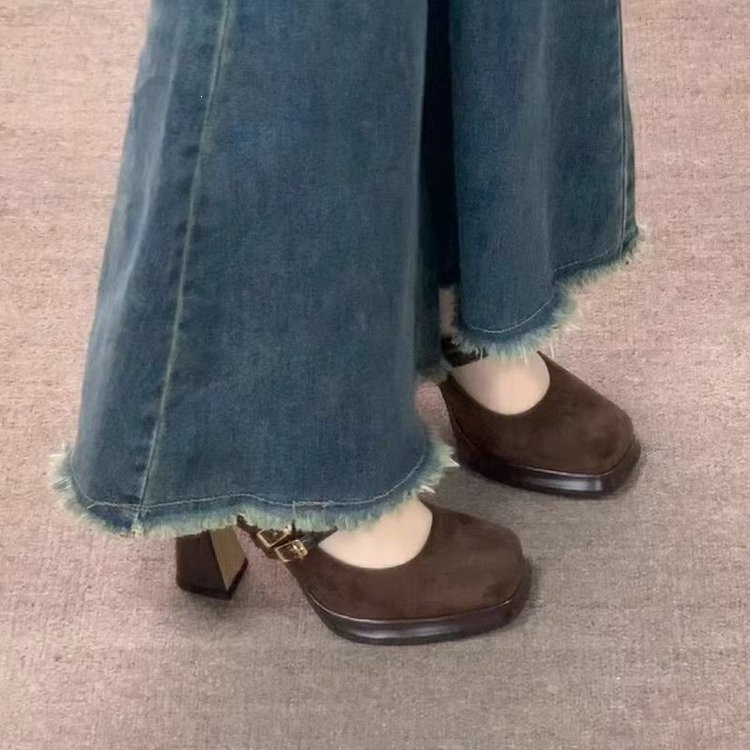 빈티지 두꺼운 굽 여성 메리제인 슈즈 연회 파티 버클  - Vintage Fashion Women Dresses 리뷰 및 가격