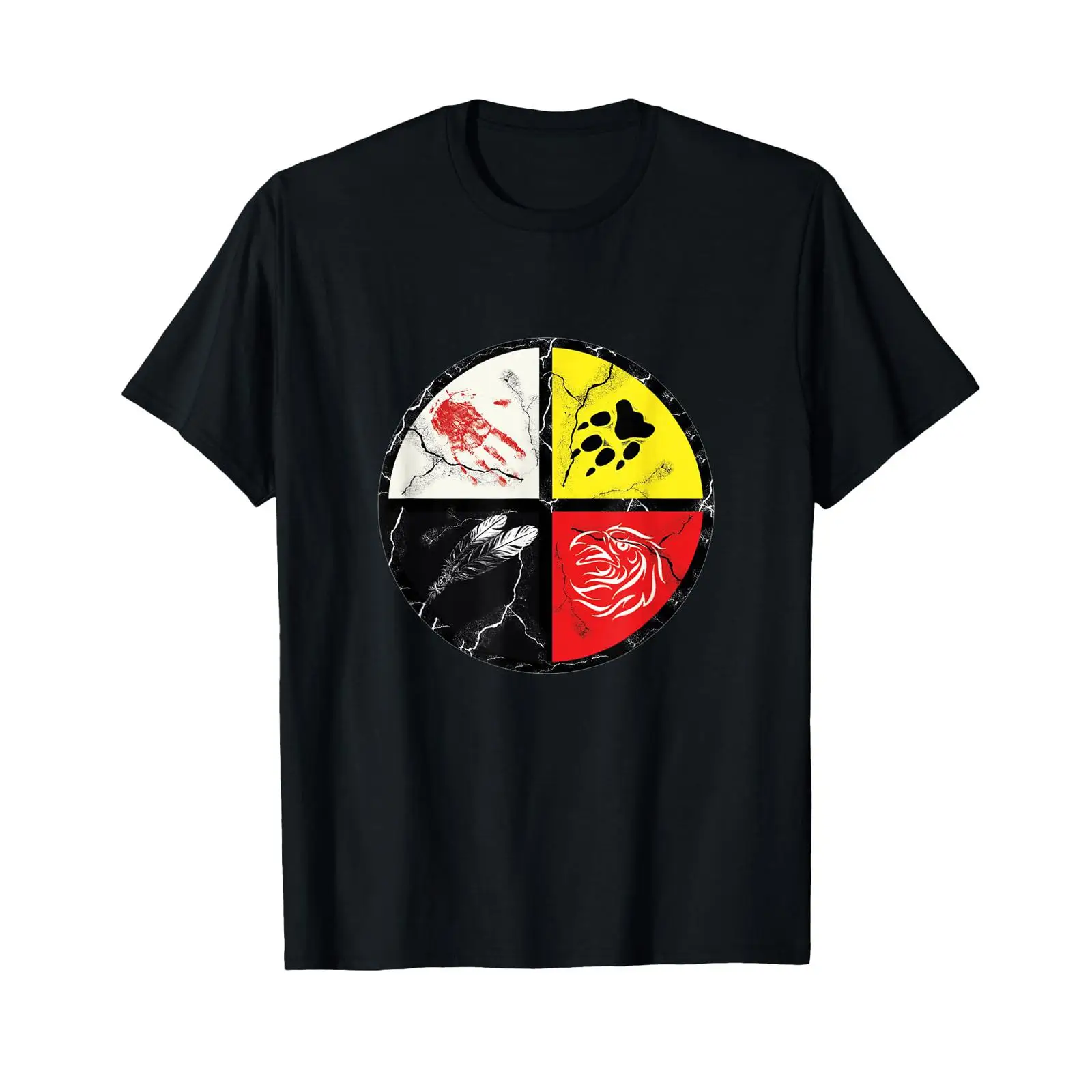 인디언 메디신 휠 티셔츠 빈티지 워싱 캐주얼 부드럽고  - Vintage Fashion Wheel 리뷰 및 가격