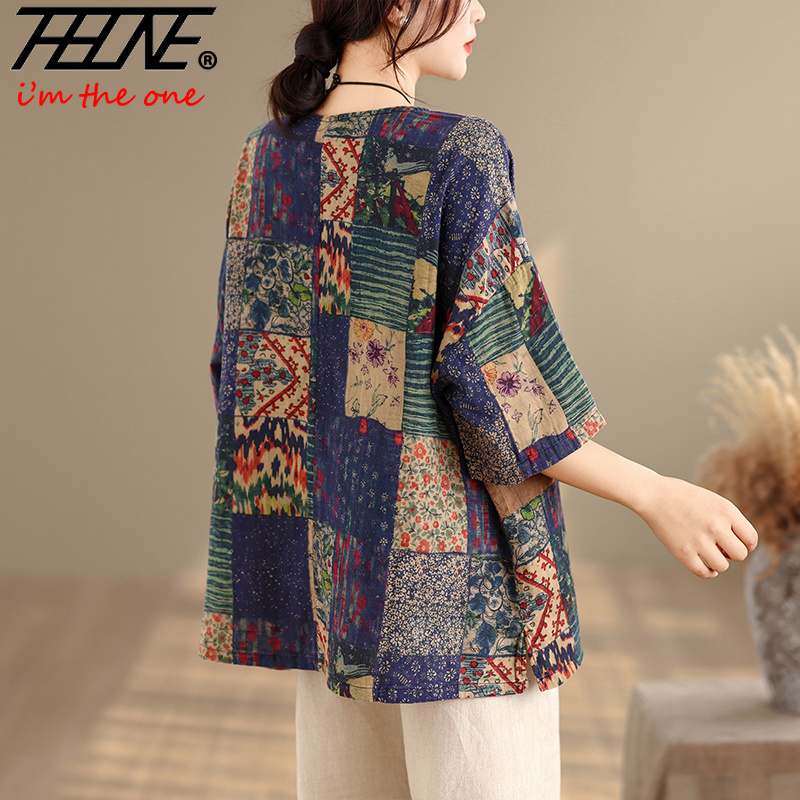 THHONE 플러스 사이즈 패션 여름 여성 블라우스 코 - Vintage Fashion Boutique 리뷰 및 가격