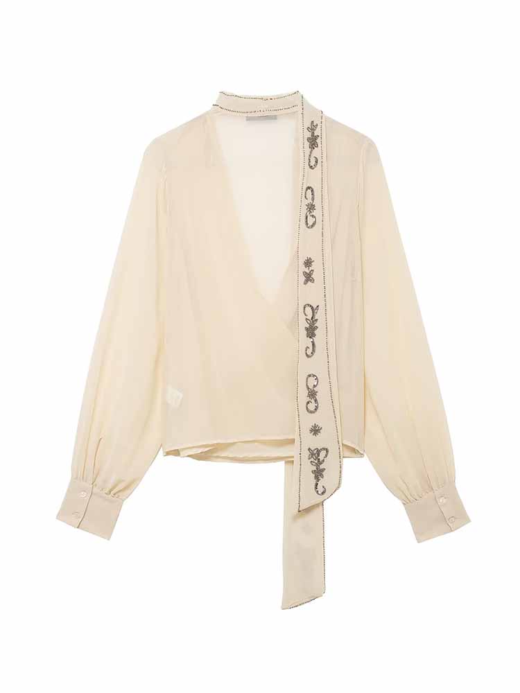 여성 여름 패션 우아한 긴 소매 깊은 V넥 조젯 원단  - Vintage Fashion Boutique 리뷰 및 가격