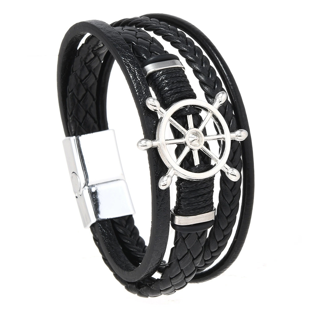 빈티지 쥬얼리 멀티 레이어 브레이드 가죽 팔찌 (선박  - Vintage Fashion Wheel 리뷰 및 가격