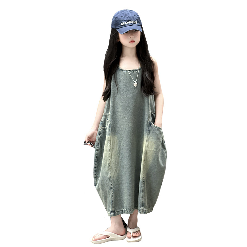 빈티지 블루 어린이 소녀 고품질 민소매 데님 드레스 s - Vintage Fashion Outfit 리뷰 및 가격