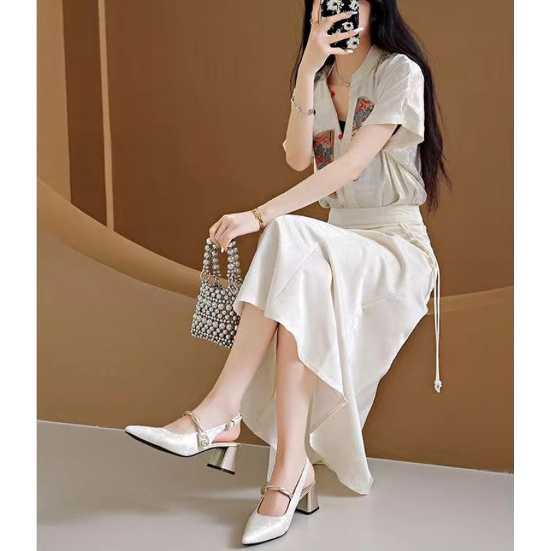 2026 우아한 여성용 포인티드 토 슬링백 블록 힐 샌 - Vintage Fashion Women Dresses 리뷰 및 가격